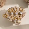 Wholesale Women's Minimalist Geometric Stainless Steel Earrings With Pvd Furnace Vacuum Real Gold Plating