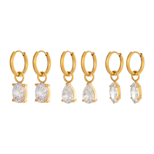 Wholesale Women's Minimalist Geometric Stainless Steel Earrings With Pvd Furnace Vacuum Real Gold Plating