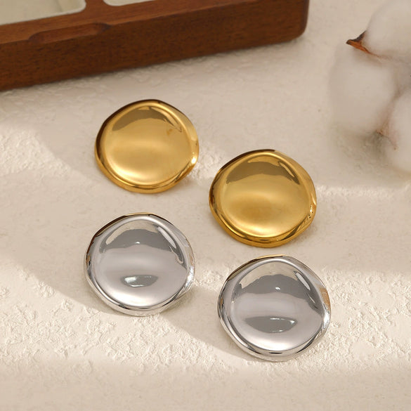 Wholesale Women's Minimalist Geometric Stainless Steel Earrings With Vacuum Real Gold Plating In Pvd Furnace