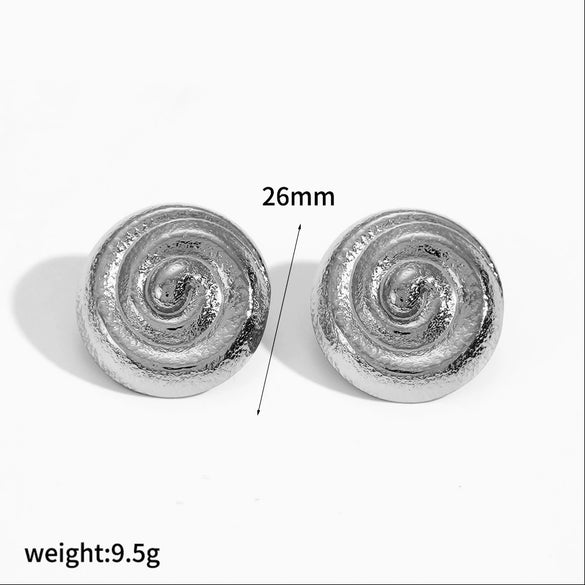 Wholesale Women's Minimalist Geometric Stainless Steel Earrings With Vacuum Real Gold Plating In Pvd Furnace