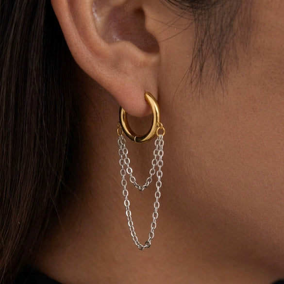 Wholesale Women's Minimalist Geometric Stainless Steel Earrings With Vacuum Real Gold Plating