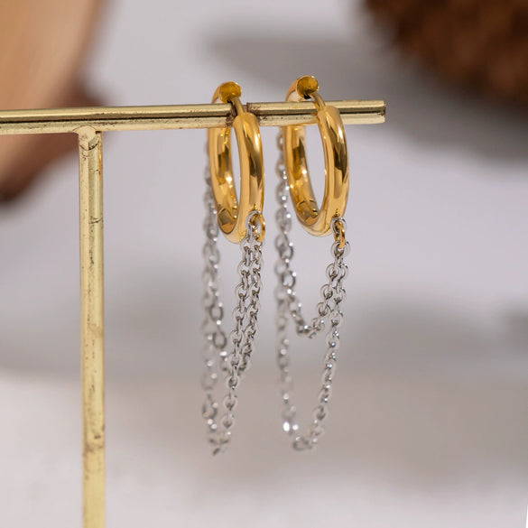 Wholesale Women's Minimalist Geometric Stainless Steel Earrings With Vacuum Real Gold Plating