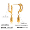 Wholesale Women's Minimalist Geometric Stainless Steel Electroplated Doublelayer Cring And Water Drop Pendant Earrings Jewelry