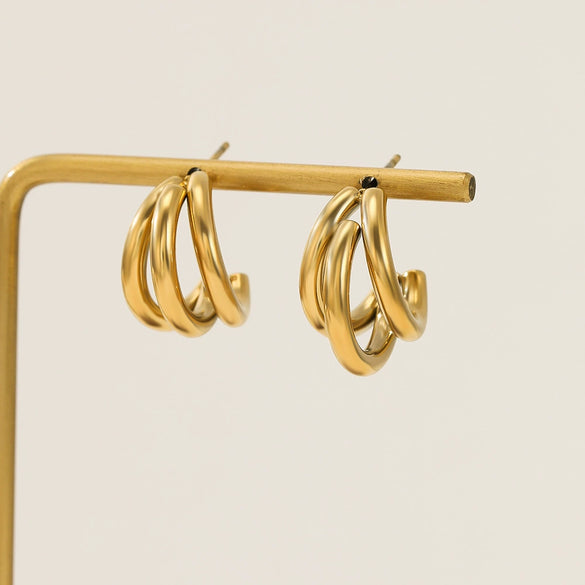 Wholesale Women's Minimalist Geometric Stainless Steel Electroplated Earrings