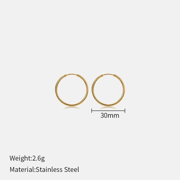 Wholesale Women's Minimalist Geometric Stainless Steel Electroplated Hoop Earrings