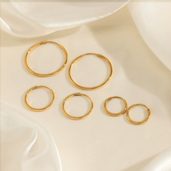 Wholesale Women's Minimalist Geometric Stainless Steel Electroplated Hoop Earrings