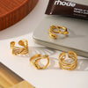 Wholesale Women's Minimalist Geometric Stainless Steel Electroplated Open Ring Jewelry