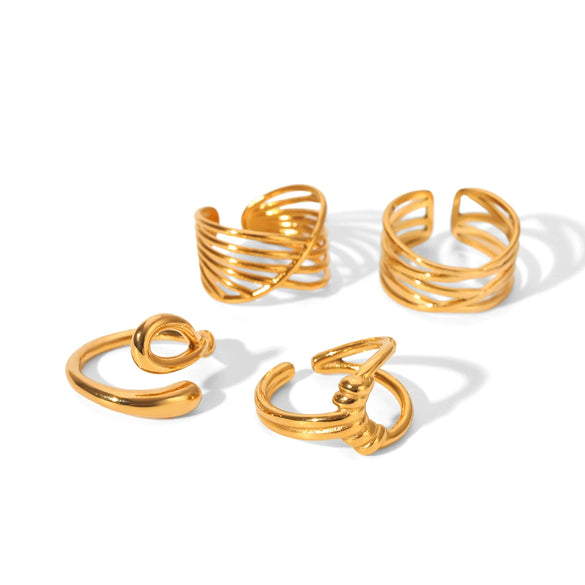 Wholesale Women's Minimalist Geometric Stainless Steel Electroplated Open Ring Jewelry