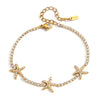 Wholesale Women's Minimalist Geometric Stainless Steel Electroplated Starfish Bracelet With White Zircon
