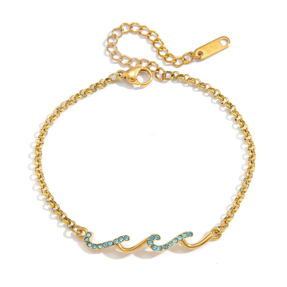 Wholesale Women's Minimalist Geometric Stainless Steel Electroplated Wave Bracelet Jewelry
