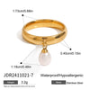 Wholesale Women's Minimalist Geometric Stainless Steel Freshwater Pearl Ring With Electroplating