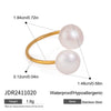 Wholesale Women's Minimalist Geometric Stainless Steel Freshwater Pearl Ring With Electroplating
