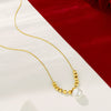 Wholesale Women's Minimalist Geometric Stainless Steel Gold Plated Single Pearl Pendant Necklace