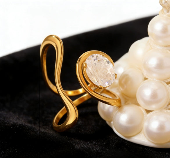 Wholesale Women's Minimalist Geometric Stainless Steel Goldplated Vacuum Furnace Electroplated Ring