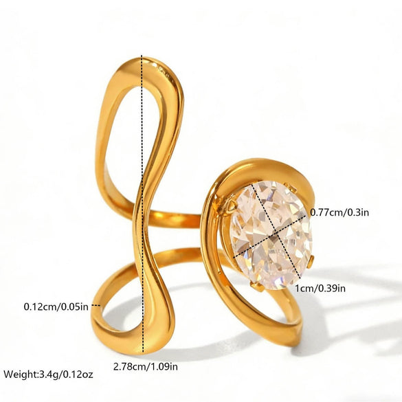 Wholesale Women's Minimalist Geometric Stainless Steel Goldplated Vacuum Furnace Electroplated Ring