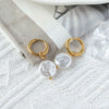 Wholesale Women's Minimalist Geometric Stainless Steel Imitation Pearl Electroplated Earrings