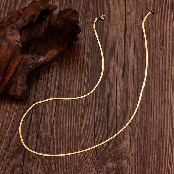 Wholesale Women's Minimalist Geometric Stainless Steel 14K Electroplated Blade Chain Necklace