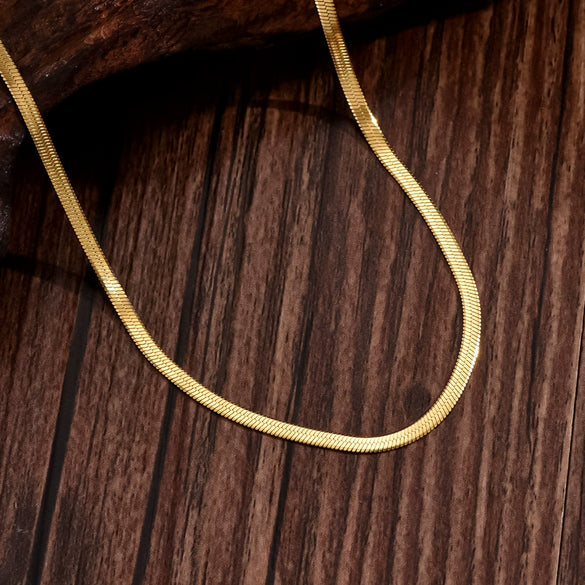 Wholesale Women's Minimalist Geometric Stainless Steel 14K Electroplated Blade Chain Necklace