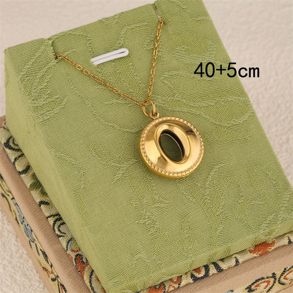 Wholesale Women's Minimalist Geometric Stainless Steel 18K Gold Electroplated Cross Chain Necklace With Hollow Round Pendant