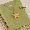Wholesale Women's Minimalist Geometric Stainless Steel 18K Gold Electroplated Starfish Cross Pendant Clavicle Chain Necklace
