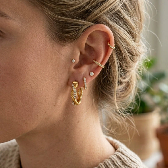 Wholesale Women's Minimalist Geometric Stainless Steel 18K Gold Plated Earrings