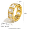 Wholesale Women's Minimalist Geometric Stainless Steel 18K Goldplated Small Square Diamond Hollow Ring