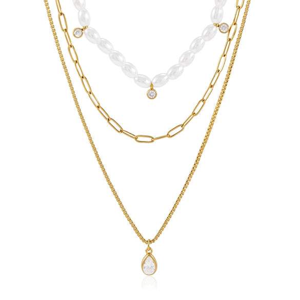 Wholesale Women's Minimalist Geometric Stainless Steel Necklace With Pvd Furnace Vacuum Real Gold Plating