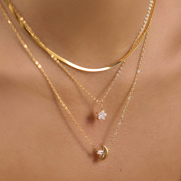 Wholesale Women's Minimalist Geometric Stainless Steel Necklace With Pvd Furnace Vacuum Real Gold Plating