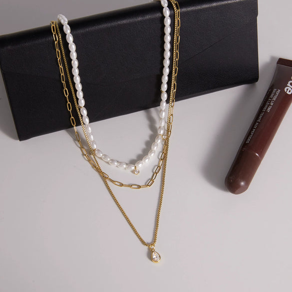 Wholesale Women's Minimalist Geometric Stainless Steel Necklace With Pvd Furnace Vacuum Real Gold Plating