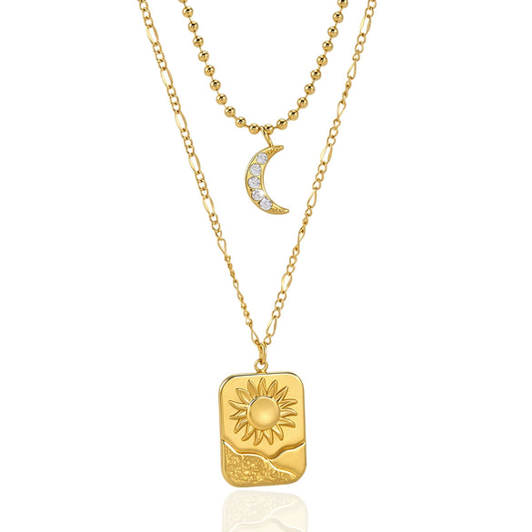 Wholesale Women's Minimalist Geometric Stainless Steel Necklace With Pvd Furnace Vacuum Real Gold Plating