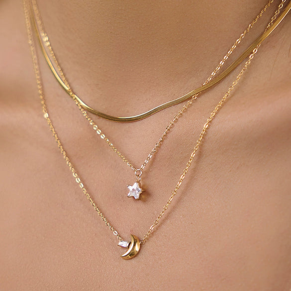 Wholesale Women's Minimalist Geometric Stainless Steel Necklace With Pvd Furnace Vacuum Real Gold Plating