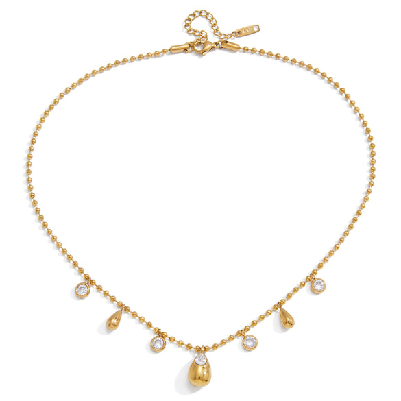 Wholesale Women's Minimalist Geometric Stainless Steel Necklace With Vacuum Real Gold Plating In Pvd Furnace