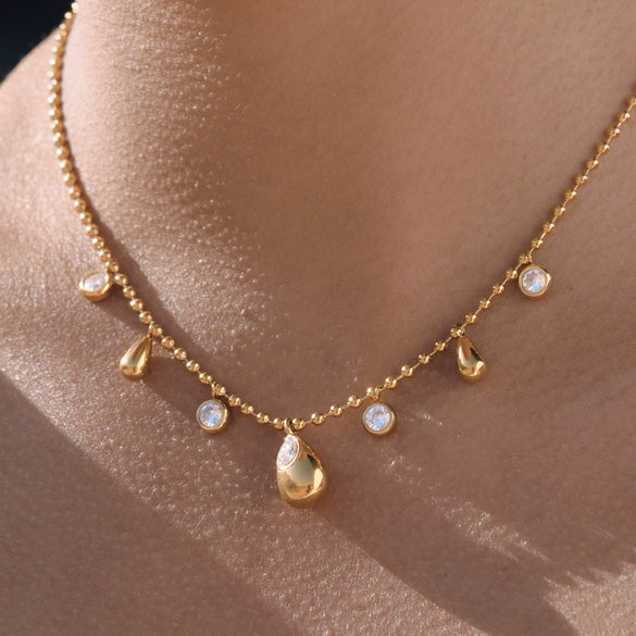 Wholesale Women's Minimalist Geometric Stainless Steel Necklace With Vacuum Real Gold Plating In Pvd Furnace