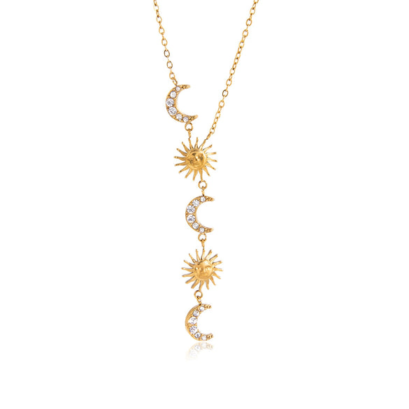 Wholesale Women's Minimalist Geometric Stainless Steel Necklace With Vacuum Real Gold Plating