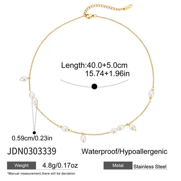 Wholesale Women's Minimalist Geometric Stainless Steel Pearl Necklace With Pvd Furnace Vacuum Real Gold Plating