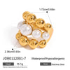 Wholesale Women's Minimalist Geometric Stainless Steel Pearl Ring With Electroplating