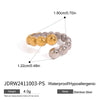Wholesale Women's Minimalist Geometric Stainless Steel Pearl Ring With Electroplating