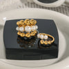 Wholesale Women's Minimalist Geometric Stainless Steel Pearl Ring With Electroplating