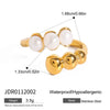 Wholesale Women's Minimalist Geometric Stainless Steel Pearl Ring With Electroplating
