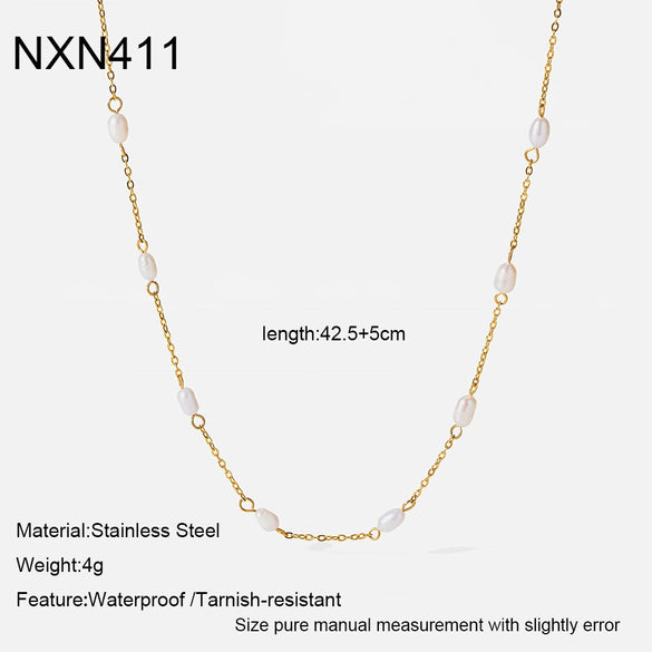Wholesale Women's Minimalist Geometric Stainless Steel Real Gold Plated Necklace