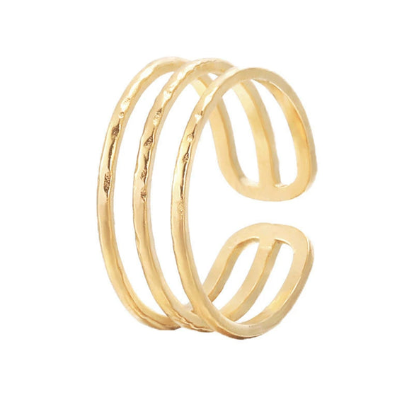 Wholesale Women's Minimalist Geometric Stainless Steel Stacked Rings With Electroplating Cold Open Design
