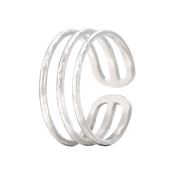 Wholesale Women's Minimalist Geometric Stainless Steel Stacked Rings With Electroplating Cold Open Design