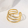 Wholesale Women's Minimalist Geometric Stainless Steel Stacked Rings With Electroplating Cold Open Design