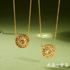 Wholesale Women's Minimalist Geometric Stainless Steel Sun Pendant Necklace With Vacuum Real Gold Plating