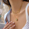 Wholesale Women's Minimalist Geometric Stainless Steel Sun Pendant Necklace With Vacuum Real Gold Plating