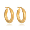 Wholesale Women's Minimalist Geometric Stainless Steel Vacuum Real Gold Plated Hoop Earrings