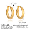 Wholesale Women's Minimalist Geometric Stainless Steel Vacuum Real Gold Plated Hoop Earrings