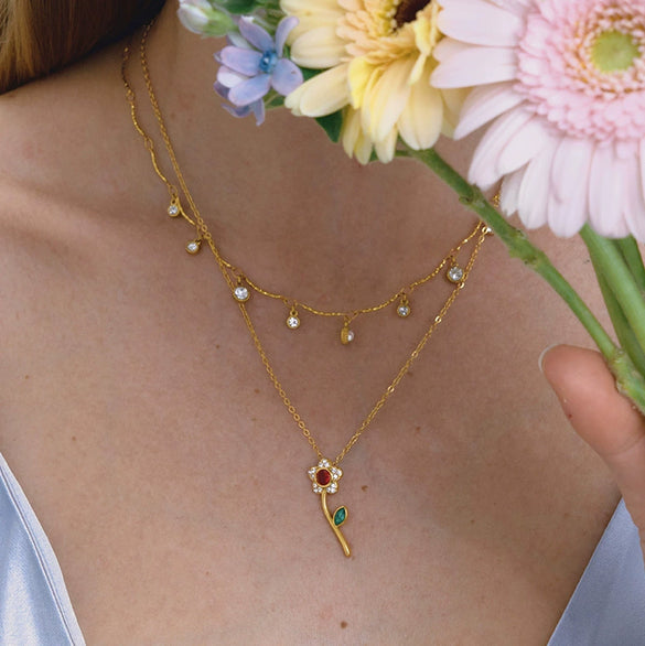 Wholesale Women's Minimalist Geometric Stainless Steel Vacuum Real Gold Plated Necklace
