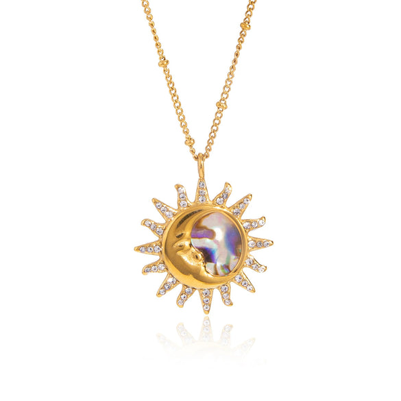Wholesale Women's Minimalist Geometric Stainless Steel Vacuum Real Gold Plated Necklace