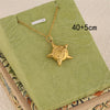 Wholesale Women's Minimalist Geometric Starfish 18K Gold Electroplated Stainless Steel Pendant Cross Chain Necklace